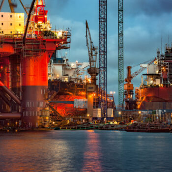 Shipyard industry – Oil Rig under construction in Gdansk, Poland.