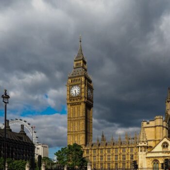 Stormy weather over Whitehall and Big Ben. The manifestos are in, and UK party positions on climate action at the General Election are now apparent.